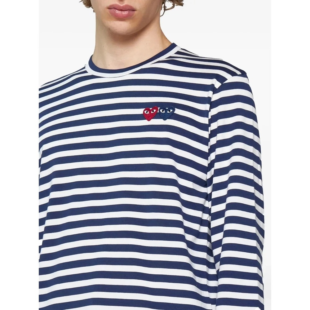 Comme des Garçons PLAY Striped Long Sleeve Tee XL Heart Patch Made in Japan